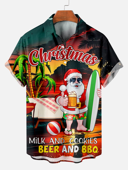 Men's Christmas Funny Graphic Short Sleeve Hawaiian Shirt